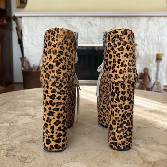 UNIF Hellbound Leopard Print Calf Hair Platform Leather Booties - Picture 7 of 16